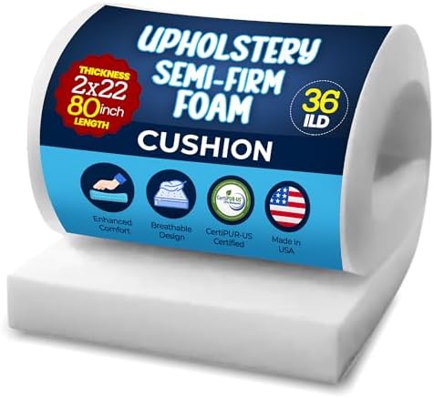 RaceCityFoam High Density Upholstery Foam (Semi Firm) 36 ILD - 2"x22"x80" by RaceCityFoam