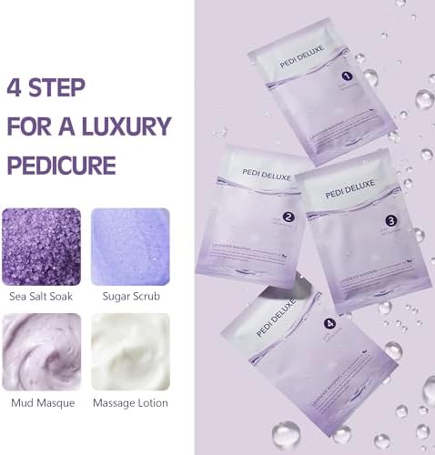 NOVAL Deluxe Pedi Spa 4 Steps Pedicure Kit, Foot Spa Kit with Sea Salt Soak, Sugar Scrub, Mud Masque and Massage Lotion, At Home Pedicure Set for Dry Tired Feet (Lavender Whispers) - Image 3