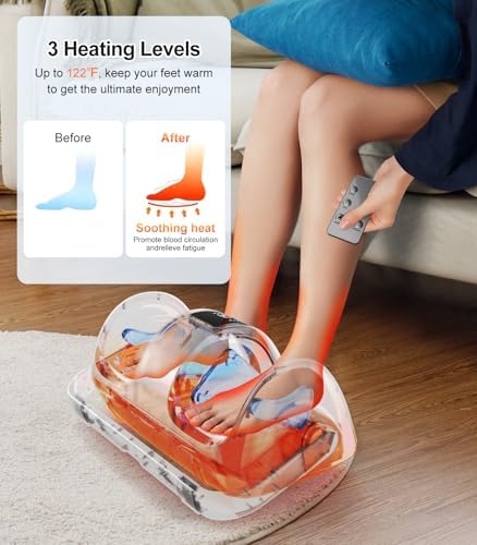CARESKY® Shiatsu Foot Massager with Heat, Rolling Deep Kneading, Feet Massager Machine for Plantar Fasciitis, Neuropathy Pain, Size up to 14", Multiple Modes - Image 4