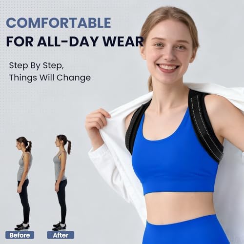 Posture Corrector for Men and Women, Adjustable Back Brace Straightener, Breathable Shoulder, Neck, Clavicle & Mid-Back Support, Relieve Slouching, Hunching, and Back Pain,One Size - Image 3