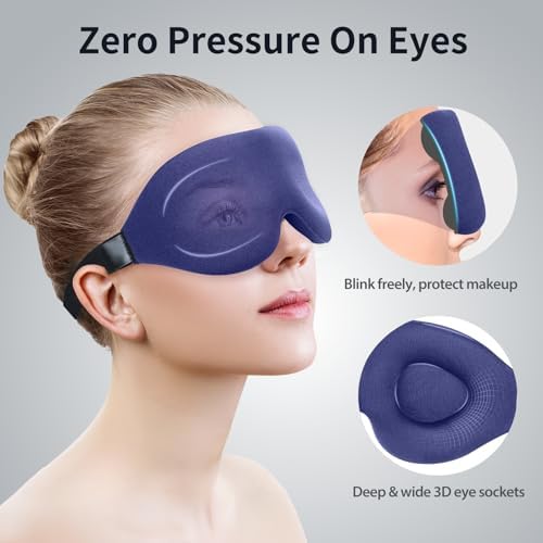 NEWVANGA Sleep Mask for Back and Side Sleeper, Travel Eye Cover, Blue - Image 5
