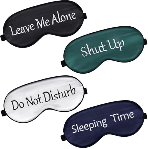 4 Pack Funny Eye Mask for Sleeping Blackout, Black, Green, Blue, White by Geyoga