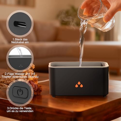 Mini Colorful Flame Essential Oils Diffuser, 160ml Ultrasonic Aroma Diffusers with Cool Mist Aromatherapy Humidifier, 7 Colorful Light, Whisper-Quiet, Auto-Off, 8Hours for Home, Office, Bedroom - Image 7