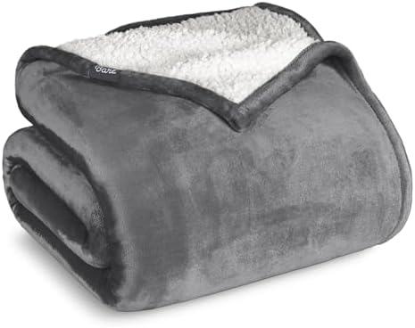 Bare Home Sherpa Fleece Blanket (King, Grey) by BareHome
