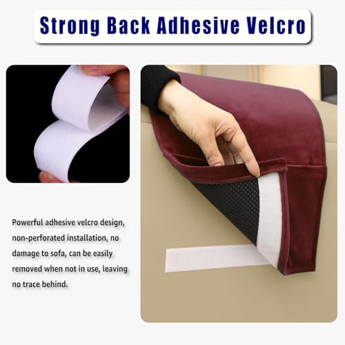 Velvet Recliner Head Pillow with Non-Slip Base - Adjustable Neck Support for Pain Relief in Home, Office and Travel (Wine) - Image 4