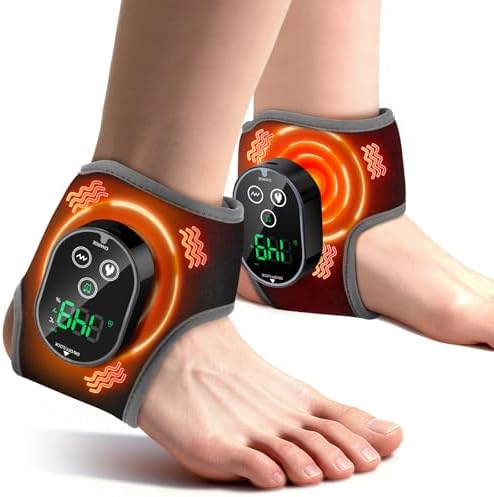 2PCS Cordless Foot Massager for Neuropathy, Foot and Ankle Massager for Circulation and Pain Relief, 3000mAh Rechargeable Ankle Heating Pad with Massage for Plantar Fasciitis, Black by BAISEMAIN