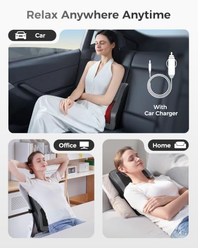 Boriwat Back Massager with Heat, 3D Kneading Massage Pillow for Back, Neck, Shoulder, Leg Pain Relief Deep Tissue, Gifts for Women Men Mom Dad(Dark Gray) - Image 4