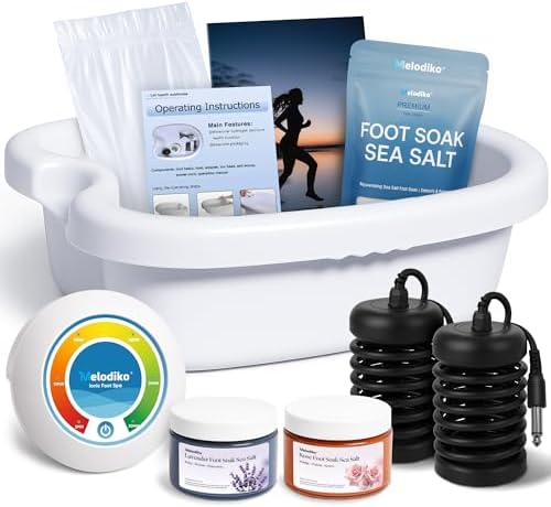 Ionic Foot Bath Detox Machine, Premium Ion Foot Spa for Home Use, Includes 3 Sea Salts (Original/Rose/Lavender), Basin, 2 Ion Arrays & Accessories, Perfect for Parents/Seniors/Partner/Self by Unknown