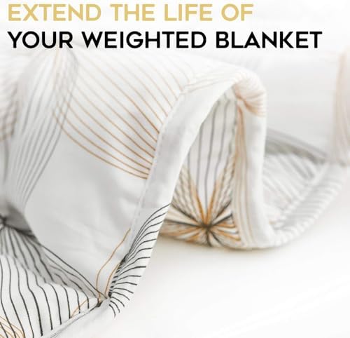 YnM Original Cooling Duvet Cover for Weighted Blankets with 8 Strings (Khaki Flower, 80"x87") - Image 4