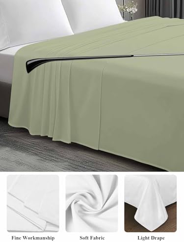 Queen Flat Sheet Golf Ball Club Flat Sheets Only Soft Breathable Microfiber Bedding Top Sheets Luxury Hotel Quality Game Sports Sage Green Queen Bed Sheet for All Season Bedroom Dorm Home Decor - Image 5