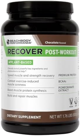 BODi Recover Post Workout Plant-Based Protein Powder-Chocolate, 20 Servings by Beachbody
