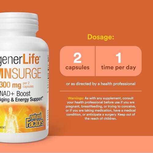 Natural Factors Regenerlife NMN NAD+ Boost, 300MG, 60 Vegetarian Capsules - Image 3