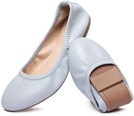 LM Women's Ballet Flats Round Toe Slip On Flats Shoes Casual Dress Shoes Foldable Portable Travel Ballet Flat by LM