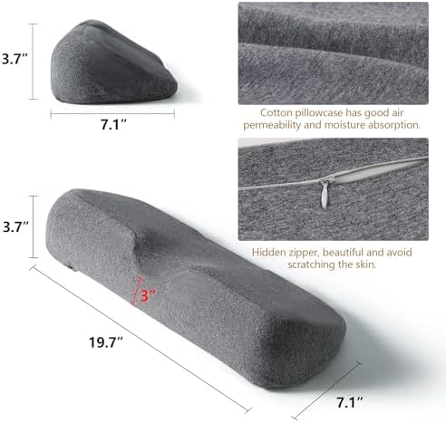 Cervical Neck Pillows for Pain Relief Sleeping, Memory Foam Neck Bolster Support Pillow and Shoulder Relaxer for Stiff Pain Relief, Neck Support Pillow Bed Neck Roll Pillow(Dark Gray) - Image 7