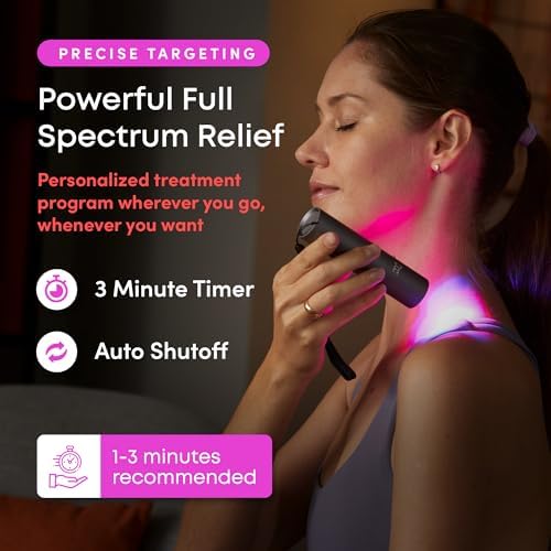 FSA-HSA Eligible Handheld Red Light Therapy for Body, LED Light Treatment Device with Blue and NIR Infrared for Pain Relief, Portable Wand for Face, Neck, Back, Shoulder & Feet - Image 7