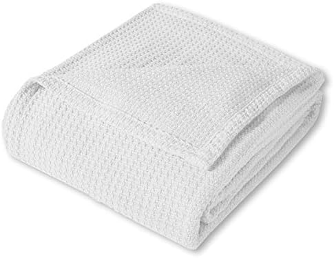 Sweet Home Collection 100% Fine Cotton Luxurious Basket Weave Blanket, White King(Pack of 1) - Image 2