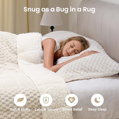 Drewin Weighted Blanket 20lbs for Adults Deep Sleep and Relax,Cream White - Image 3