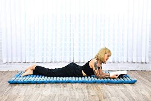 Leewadee - Foldable Floor Mattress - Japanese Roll Up Futon -Trifold Tatami Mat- Guest Floor Bed - Camping Mattress - Thai Massage Mat, Kapok Filled, 75 x 39 inches, Light Blue - Image 5