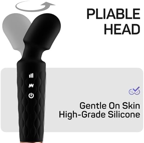 Personal Massager - 4H Max Runtime & Ultra-Quiet - Waterproof - 20 Modes 8 Speeds for Deep Tissue Back Massage, Post-Workout Recovery and Neck Muscle Relaxation(Black) - Image 6