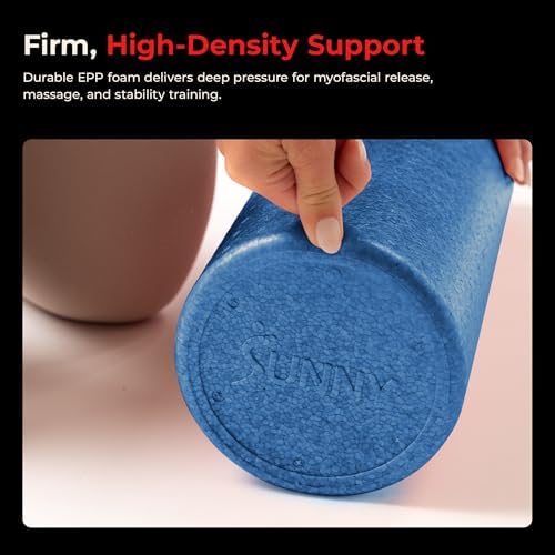 Sunny Health & Fitness 18" Blue High-Density Yoga Foam Roller - Image 4