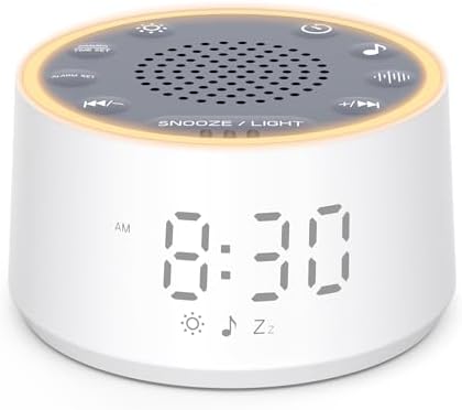 Dreamegg Sound Machine with Nursery Lamp - Sound Machine Baby, Soothing Sounds, Timer, Memory Function, 10 Colour Night Light, White Noise Machine Alarm Clock for Newborn Baby Registry Gift, White by Dreamegg