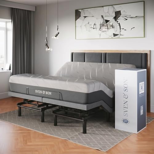 Sven & Son Classic Adjustable Bed Base, Head and Foot Lift, Massage, Under-Bed Lights, USB, Gel Memory, Zero Gravity Smart Frame - King + 14 inch Hybrid Spring Matt (Medium Soft) by Unknown