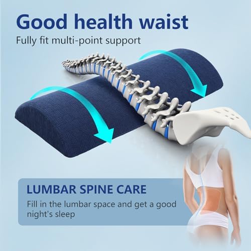 Cozyhealth - 3.15" H*23.6" L - Soft Lumbar Pillow for Sleeping, Memory Foam Back Lumbar Support Cushion for Lower Back Pain Relief Bed Waist Sleep Support Pillow for Side, Back (Dark Blue, Large) - Image 4