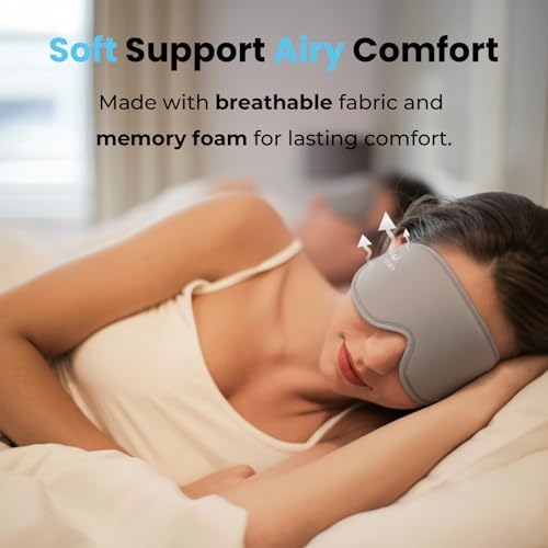 3D Sleep Mask for Women & Men, 100% Blackout Eye Mask for Sleeping, Zero Pressure Deep Sleep Blindfold with Adjustable Strap for Side Sleepers, Airplane Travel, Silver Grey - Image 5