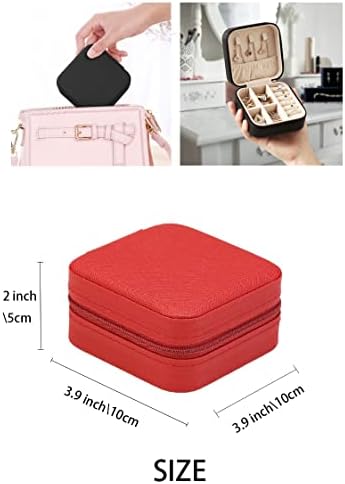 ZPROW Travel Jewelry Case, Mini Portable Jewelry Travel Boxes, Small Jewelry Organizer for Rings, Earrings, Pendants, Watches, Necklaces, Lipsticks Organizer Storage Holder Case (Red) - Image 3