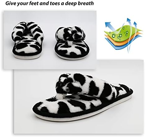 Onmygogo Indoor Slippers for Women Open Toe with Memory Foam, Soft Faux Fur Nonslip House Slippers - Image 3