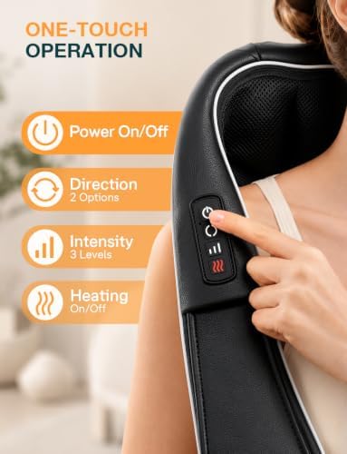 Shiatsu Neck Massager with Heat for Pain Relief Deep Tissue for Shoulder Black - Image 4