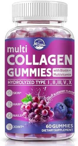 Nature's live Multi Collagen Peptides Gummies, Type I, II, III, V, X by NaturesLive