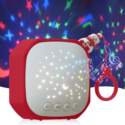 Portable Sound Machine Baby with Star Projector | White Noise Sound Machine for Sleep | Baby Noise Machine with Hook for Children's Bedroom, Travel, Car, Christmas Holidays Gifts (Snowman) by Junificent