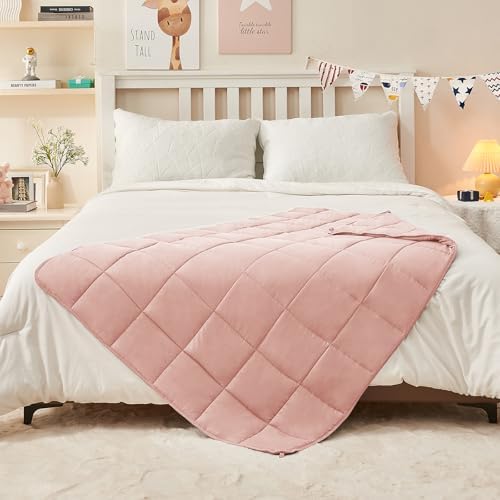 yescool Pink Weighted Blanket 10 Pounds Twin Cooling Weighted Lap Blanket, Heavy Blanket for Sleeping, Weighted Throw Blanket Gifts for 80-110lbs, 40" x60 - Image 5