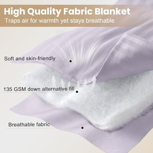 downluxe King Size Blanket with Satin Trim, Lightweight Down Alternative King Blanket for All Season, Machine Washable (Lilac, 108 x 90 Inch) - Image 4