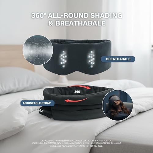 Cotton Sleep Mask for Side Sleepers with Contoured Nose Design, Blackout Eye Mask for Sleeping, Soft Breathable Light Blocking for Men Women, Full Coverage Eye Mask with Ear Covers for Travel - Image 4