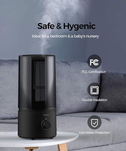 raydrop Humidifiers for Bedroom, raydrop Cool Mist Humidifiers for Babies, 1.0L Quiet Ultrasonic Humidifier, Space-Saving, Filterless, Auto Shut Off - (0.26 Gallon, US 110V) - Image 4