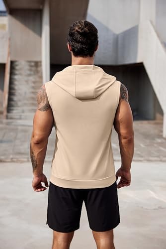 COOFANDY Men's Workout Hooded Tank Tops 2 Pack Zip Up Sleeveless Gym Shirts Muscle Cut Off T Shirt Bodybuilding Hoodies - Image 6