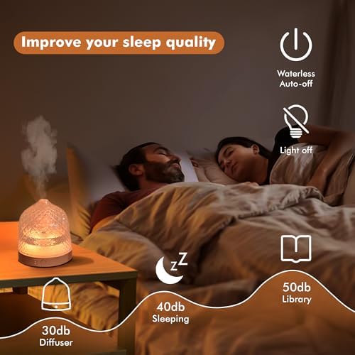 200ml Glass Reservoir Essential Oil Diffuser with Glass Dome Ultrasonic Aromatherapy Diffuser with Four Timer Colorful Light Auto-Off for Home Office Bedroom - Image 4