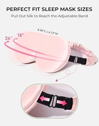 SilkSilky 100% 22 Momme Mulberry Silk Sleep Mask, Pink - Image 4