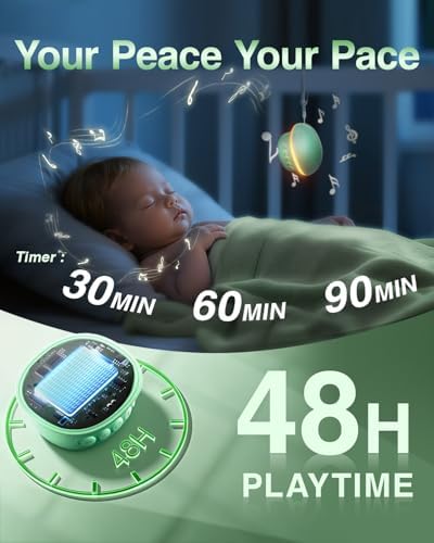 Portable White Noise Sound Machine with 20 Relaxing Sounds, 48H Playtime, 3 Timers & Night Lights, Memory, TF Card Mode & 10m Wireless Playback for Newborn Baby Gift, Adult, Mini for Home Sleep Office - Image 4