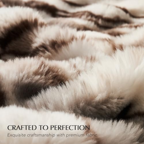 EverGrace Faux Rabbit Fur Bubble Throw Blanket, 60"x80", Beige & Gray - Image 4