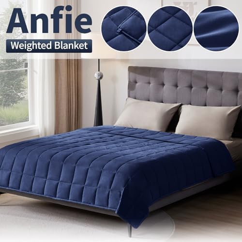 Weighted Blanket Twin Size (48"x72" 15lbs),Ultra Soft and Cozy Cooling Weighted Blanket Twin Size for Adult,Heavy Blanket with Machine Washable Soft Blanket, Blue - Image 4