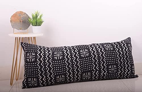 Trade Star Designer Body Pillow Cover 14x36 100% Cotton Throw Pilllow Cover Handmade Large Mudcloth Pillow Case Decorative Boho Style Cover for Farmhouse Inches (Black, Alma) - Image 4
