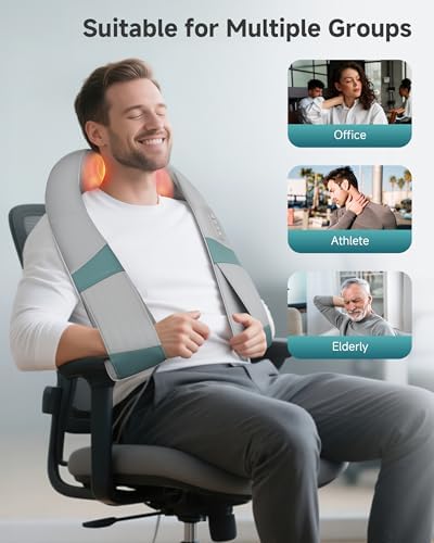 Snailax Cordless Neck Massager with Heat, Rechargeable Shiatsu Neck Back Massager for Pain Relief Deep Tissue, 4D Knead Shoulder Massager Pillow, with Portable Carry Bag, Gifts/Presents for Mom, Dad - Image 4