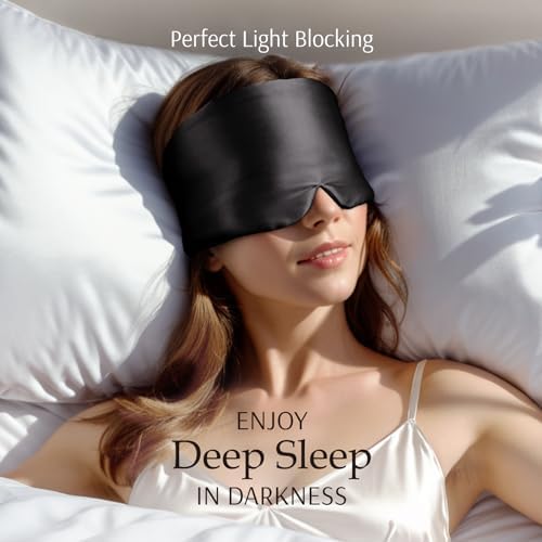 Zenssia 100% Mulberry Silk Sleep Mask Eye Mask for Men and Women, Black - Image 3