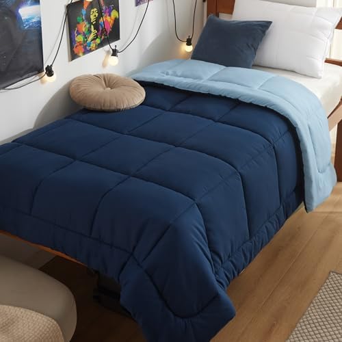 Bedsure Twin XL Comforter Duvet Insert, All Season Bed Comforter, Quilted Down Alternative Duvet, Box Stitched Comforters with Corner Tabs, Machine Washable, 68 x 92 Inches (Navy Blue/Blue) by Unknown