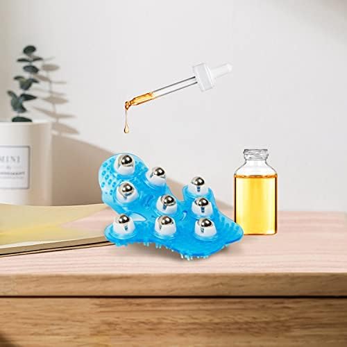 Handheld Massage Ball for Muscle Back Neck Joint Foot Shoulder Leg Pain Relief - Palm Shaped Massage Tool with Roller Balls, Portable Design, Blue - Image 4