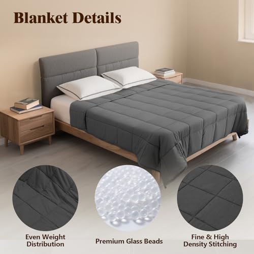 LiyLou Weighted Blanket for Adults (20 lbs, 60" × 80", Grey) Queen Size Heavy Blanket for 190-210lbs, Breathable Weighted Throw Blanket with Glass Beads for All Season, Washable - Image 6