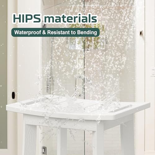 Waterproof HIPS Shower Bench for Inside Shower, Shower Stool, White - Image 4